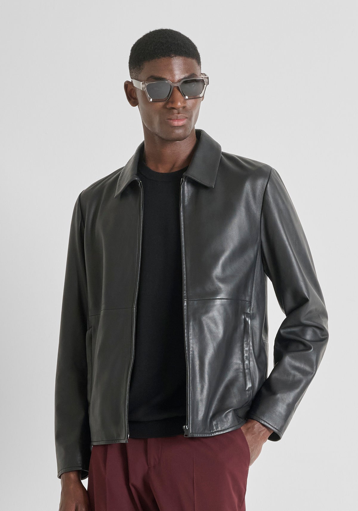 ANTONY MORATO ABRIGO DE CUERO HOMBRE NEGRO