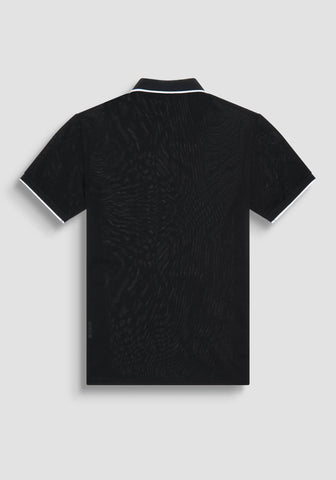 Camiseta tipo polo negra con logo para hombre
