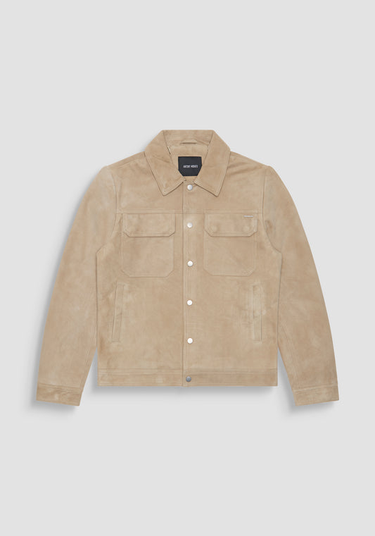 Coat Slim Fit In Suede Real Le