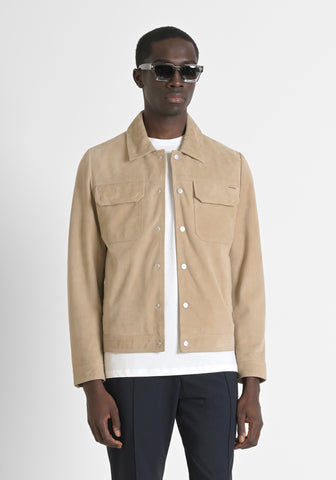 Coat Slim Fit In Suede Real Le