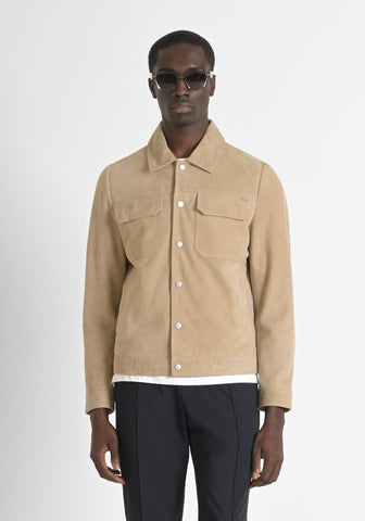Coat Slim Fit In Suede Real Le