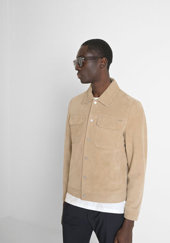 Coat Slim Fit In Suede Real Le