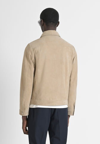 Coat Slim Fit In Suede Real Le