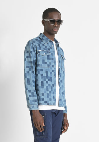 Chaqueta slim fit en denim azul claro