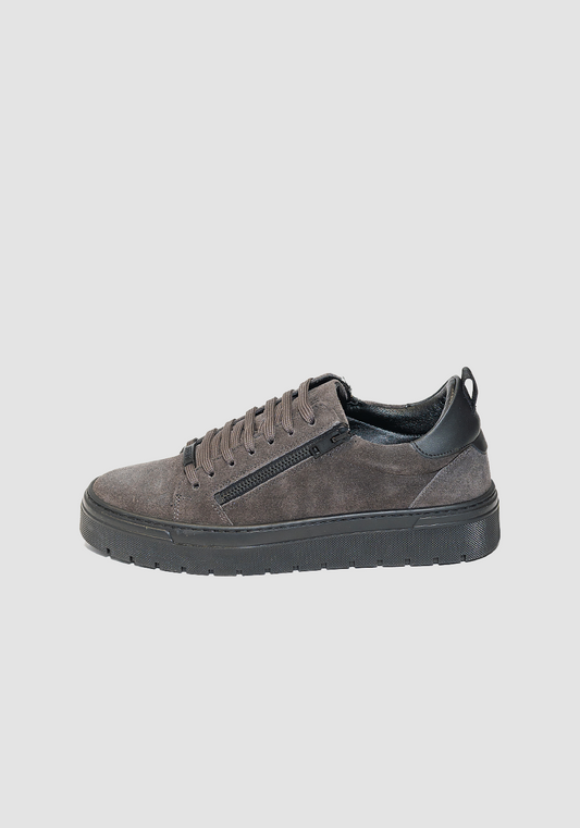 Sneaker Zipper In Suede.lace U