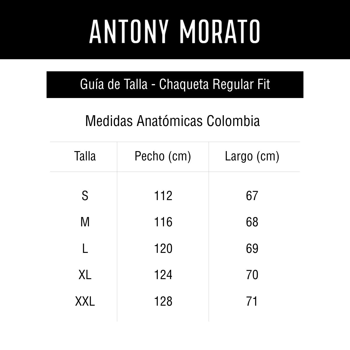 Guía de tallas chaqueta-regular-fit