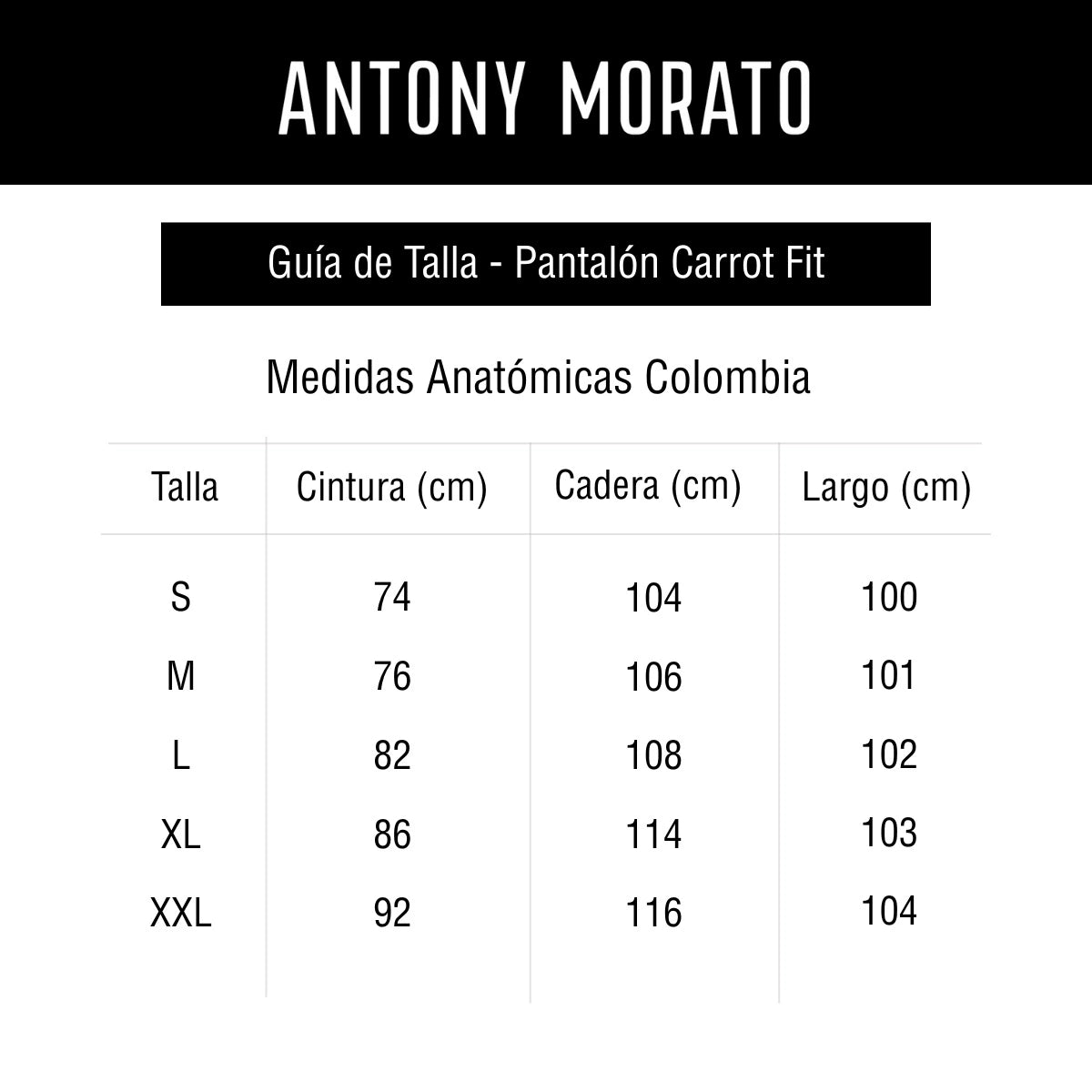 Guía de tallas pantalon-carrot-fit