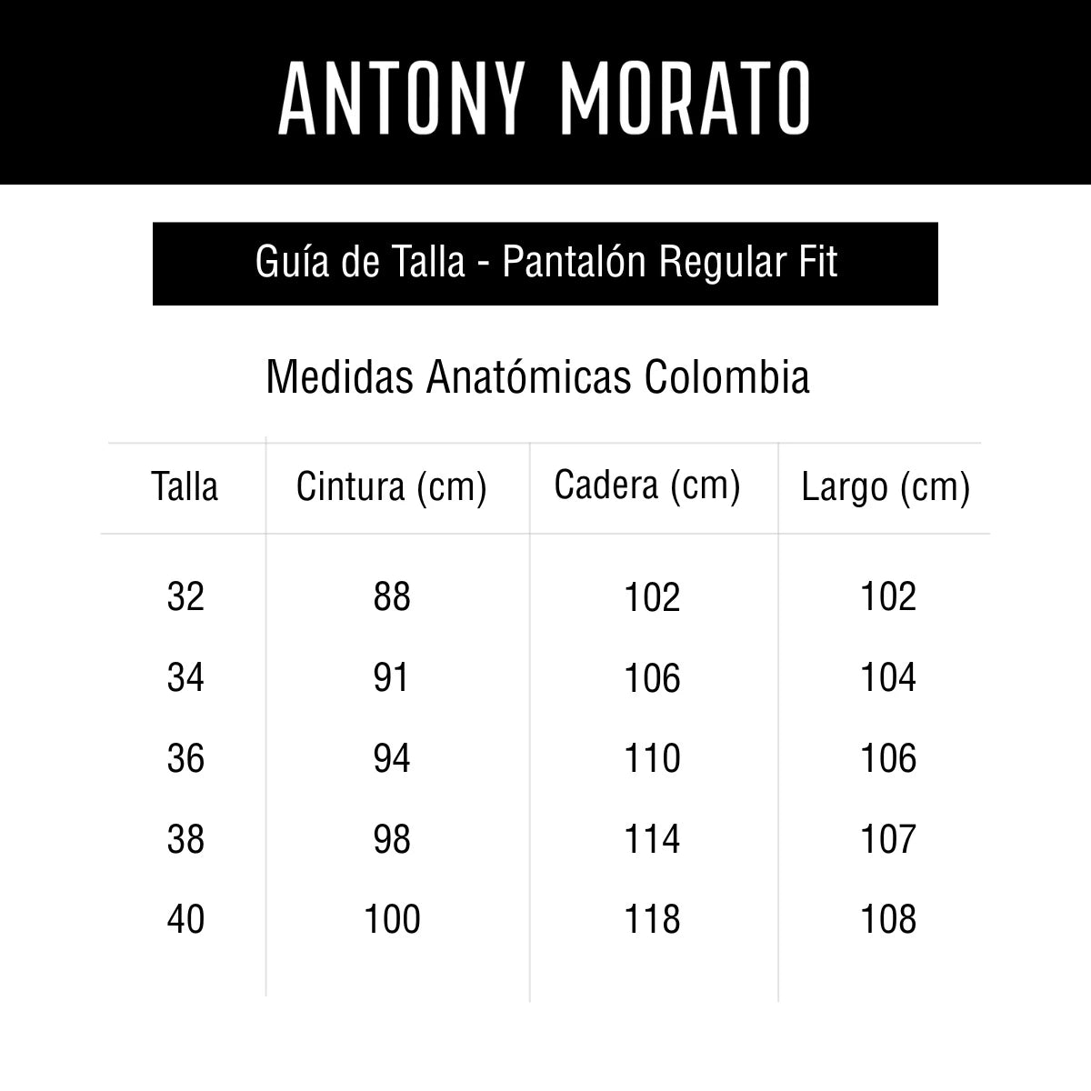 Guía de tallas pantalon-regular-fit